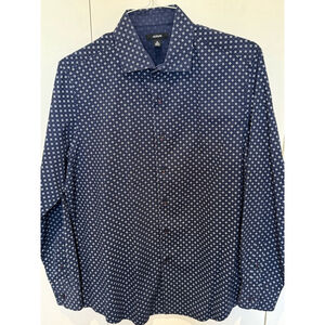 Men's Alfani Button Down diamond print long sleeve dress Shirt, Size M, Blue